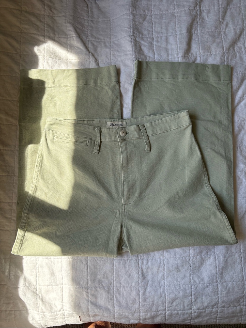 Madewell Emmett Wide Leg Crop Pants High Waist Women’s 30 Sea Haze Light Green - Picture 4 of 7